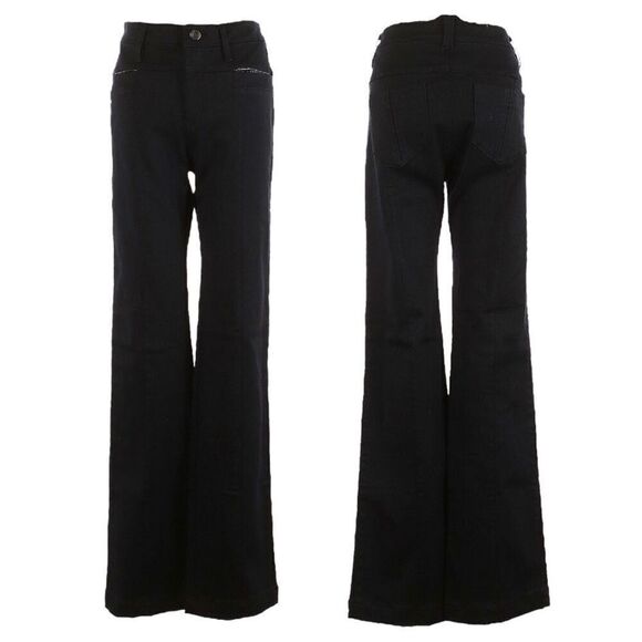 TROA Black Slimming Mid Rise Flare Jeans Size 27 Designer Neutral - Picture 1 of 10
